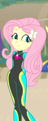 Size: 285x720 | Tagged: safe, screencap, fluttershy, blue crushed, equestria girls, equestria girls series, g4, adorasexy, cropped, curvy, cute, female, fluttershy's wetsuit, geode of fauna, magical geodes, sexy, shyabetes, solo, wetsuit
