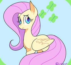 Size: 1324x1200 | Tagged: safe, artist:1racat, fluttershy, pegasus, pony, g4, female, looking at you, mare, raised hoof, smiling, solo, spread wings, wings