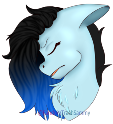 Size: 1079x1190 | Tagged: safe, artist:fandomtrashsammy, oc, oc only, pony, eyes closed, female, frown, gradient mane, mare, open mouth, simple background, solo, transparent background, watermark