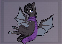 Size: 1664x1188 | Tagged: safe, artist:php146, oc, oc only, bat pony, pony, abstract background, bat pony oc, clothes, scarf, solo