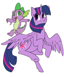 Size: 1750x2100 | Tagged: safe, artist:theluckyblackcatlbc, spike, twilight sparkle, alicorn, dragon, pony, g4, cute, female, male, mare, simple background, smiling, spread wings, transparent background, twiabetes, twilight sparkle (alicorn), wings