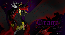 Size: 1024x558 | Tagged: safe, artist:martazap3, oc, oc only, oc:drago, alicorn, dracony, hybrid, pony, alicorn oc, crown, dragon wings, helmet, jewelry, necklace, regalia, solo, spread wings, wings