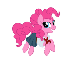 Size: 1024x819 | Tagged: safe, artist:janecarol, pinkie pie, earth pony, pony, g4, bouncing, clothes, cute, diapinkes, female, ponk, school uniform, smiling, solo
