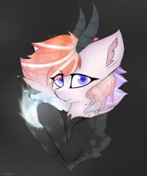 Size: 906x1083 | Tagged: safe, artist:mariadraws410, oc, oc only, oc:shub, dracony, hybrid, pony, bust, female, gray background, looking at you, magic, mare, simple background, solo