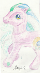 Size: 1024x1833 | Tagged: safe, artist:ashleighjadecooper, sapphire shores (g3), pony, g3, female, solo, traditional art