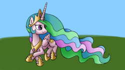 Size: 1280x720 | Tagged: safe, artist:bill-the-pony, princess celestia, alicorn, pony, g4, cute, cutelestia, female, mare, pinklestia, prone, solo