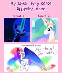 Size: 1024x1212 | Tagged: safe, artist:roxaspikachu606, nightmare moon, princess celestia, oc, alicorn, pony, g4, alicorn oc, female, incest, lesbian, magic, magic aura, magical lesbian spawn, mare, meme, offspring, parent:nightmare moon, parent:princess celestia, parents:celestimoon, parents:mooncest, product of incest, ship:mooncest, shipping, vulgar description