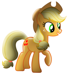 Size: 2000x2200 | Tagged: safe, artist:shelmo69, artist:silentgriffon, edit, applejack, earth pony, pony, g4, female, high res, raised hoof, shading edit, simple background, solo, transparent background