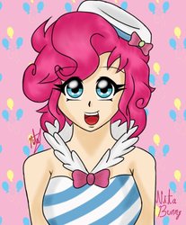 Size: 533x645 | Tagged: safe, artist:nita-bunny, pinkie pie, human, g4, clothes, dress, female, gala dress, humanized, solo