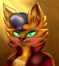 Size: 1450x1600 | Tagged: safe, artist:dinaadiaz2380, capper dapperpaws, abyssinian, anthro, g4, my little pony: the movie, bust, chest fluff, looking at you, male, solo