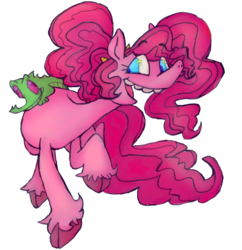 Size: 1470x1517 | Tagged: safe, artist:metallicmadness, gummy, pinkie pie, g4, looking at each other, pigtails, simple background, transparent background