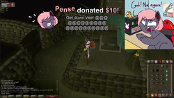 Size: 1537x866 | Tagged: safe, artist:notenoughapples, oc, oc only, oc:vedalia rose, angry, groan, headset, livestream, plushie, runescape, twitch, webcam