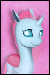 Size: 2000x3000 | Tagged: safe, artist:theunconsistentone, ocellus, changedling, changeling, g4, school daze, season 8, cute, diaocelles, female, high res, pink background, simple background, smiling, solo
