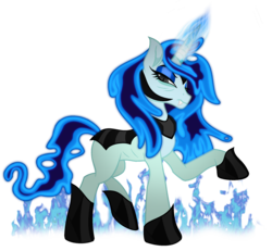 Size: 1969x1816 | Tagged: safe, artist:thecreativeenigma, oc, oc only, pony, unicorn, vampony, fire, glowing horn, horn, magic, metallica, raised hoof, simple background, solo, transparent background