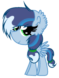 Size: 416x550 | Tagged: safe, artist:butterflyyt, oc, oc only, oc:water cycle, pony, ear fluff, offspring, parent:rainbow dash, parent:soarin', parents:soarindash, simple background, solo, white background