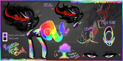 Size: 1600x800 | Tagged: safe, artist:nekomellow, oc, oc only, oc:princess neon boom, alicorn, original species, pony, alicorn oc, neon pony, reference sheet, solo