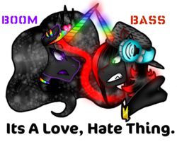 Size: 1555x1253 | Tagged: safe, artist:nekomellow, oc, oc only, oc:prince neon bass, oc:princess neon boom, alicorn, original species, pony, alicorn oc, brother and sister, duo, female, male, neon pony, sibling rivalry, simple background, transparent background
