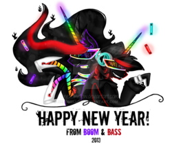 Size: 1024x908 | Tagged: safe, artist:nekomellow, oc, oc only, oc:prince neon bass, oc:princess neon boom, alicorn, original species, pony, alicorn oc, brother and sister, duo, female, happy new year, holiday, male, neon pony, simple background, transparent background