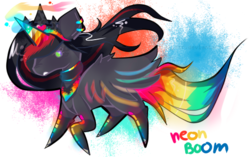Size: 525x329 | Tagged: safe, artist:nakittr, oc, oc only, oc:princess neon boom, alicorn, original species, pony, alicorn oc, neon pony, solo