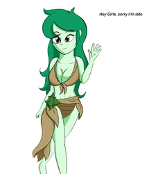 Size: 1717x2000 | Tagged: safe, artist:diaperednight, wallflower blush, equestria girls, equestria girls specials, g4, my little pony equestria girls: better together, my little pony equestria girls: forgotten friendship, belly button, bikini, brown swimsuit, busty wallflower blush, clothes, female, front knot midriff, midriff, simple background, solo, swimsuit