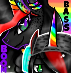 Size: 467x482 | Tagged: safe, artist:nekomellow, oc, oc only, oc:prince neon bass, oc:princess neon boom, alicorn, original species, pony, alicorn oc, brother and sister, bust, duo, female, icon, male, neon pony, rainbow hair