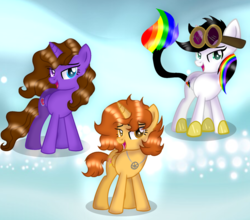 Size: 1024x901 | Tagged: safe, artist:doraeartdreams-aspy, oc, oc:aspen, oc:flower bolt, oc:lightning bliss, alicorn, pony, alicorn oc, base used, jewelry, leonine tail, necklace