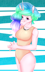 Size: 2500x4000 | Tagged: safe, artist:amberpendant, princess celestia, anthro, g4, clothes, female, hoers, solo, swimsuit