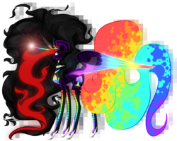Size: 1600x1280 | Tagged: safe, artist:cybiline, oc, oc only, oc:princess neon boom, alicorn, original species, pony, alicorn oc, magic, neon pony, rainbow tail, simple background, solo, telekinesis, transparent background