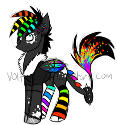 Size: 600x637 | Tagged: safe, artist:voltage-x, oc, oc only, unnamed oc, original species, neon pony, rainbow hair, solo