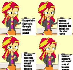 Size: 4152x4019 | Tagged: safe, artist:artiks, sunset shimmer, human, equestria girls, g4, absurd resolution, despicable me, female, gru's plan, meme, solo, truth