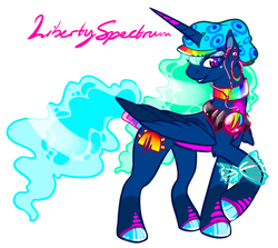 Size: 678x605 | Tagged: safe, artist:noth-chan, oc, oc only, oc:liberty spectrum, alicorn, original species, pony, alicorn oc, neon pony, solo