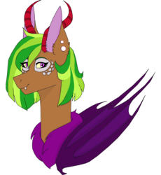 Size: 1990x2161 | Tagged: safe, artist:purplellamaswag, oc, oc only, oc:deja vu, draconequus, bust, draconequus oc, interspecies offspring, magical gay spawn, offspring, parent:discord, parent:spike, parents:dispike, solo