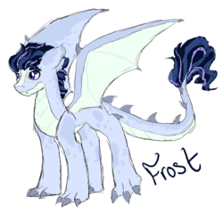 Size: 1438x1378 | Tagged: safe, artist:alawdulac, oc, oc only, oc:frost, dracony, hybrid, interspecies offspring, offspring, parent:rarity, parent:spike, parents:sparity, solo