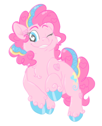 Size: 1024x1263 | Tagged: safe, artist:snafuangel, pinkie pie, earth pony, pony, g4, colored hooves, cute, diapinkes, female, heart, heart eyes, hoof polish, rainbow power, simple background, solo, transparent background, unshorn fetlocks, wingding eyes