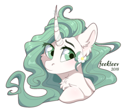 Size: 1280x1134 | Tagged: safe, artist:feekteev, oc, oc only, oc:mystic, pony, chest fluff, ear fluff, flower, flower in hair, simple background, solo, transparent background