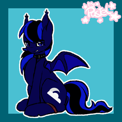 Size: 1000x1000 | Tagged: safe, artist:pastel-pony-princess, oc, oc only, bat pony, pony, bat pony oc, collar, simple background, solo