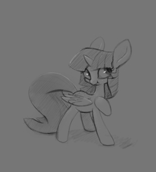 Size: 3000x3300 | Tagged: safe, artist:swerve-art, twilight sparkle, alicorn, pony, g4, :t, female, gray background, grayscale, high res, mare, monochrome, simple background, sketch, solo, twilight sparkle (alicorn)