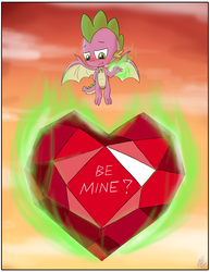 Size: 2550x3300 | Tagged: safe, artist:loreto-arts, spike, g4, season 8, fire magic, fire ruby, gem, heart, high res, holiday, valentine's day, winged spike, wings