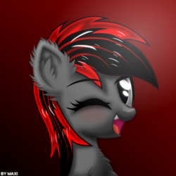 Size: 2000x2000 | Tagged: safe, artist:maxiclouds, oc, oc only, oc:east hammer, pony, bust, ear fluff, gradient background, high res, one eye closed, solo, wink