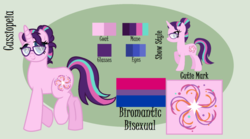 Size: 1024x571 | Tagged: safe, artist:ficklepickle9421, oc, oc only, pony, unicorn, base used, glasses, magical lesbian spawn, offspring, parent:starlight glimmer, parent:twilight sparkle, parents:twistarlight