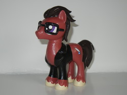 Size: 4000x3000 | Tagged: safe, artist:silverband7, oc, oc only, oc:brawny buck, earth pony, pony, clothes, craft, figurine, glasses, high res, male, shirt, solo, stallion
