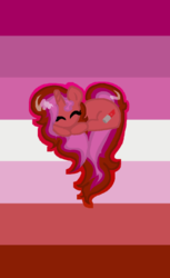 Size: 365x595 | Tagged: safe, artist:blue-miaou, oc, oc only, oc:rose, pony, female, heart pony, lesbian, lesbian pride flag, ponified, pride, pride flag, pride ponies, solo