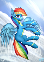 Size: 1200x1700 | Tagged: safe, artist:xeniusfms, rainbow dash, pony, g4, clothes, female, solo, spread wings, uniform, wings, wonderbolts uniform