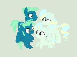 Size: 860x636 | Tagged: safe, artist:cuteflu, sky stinger, vapor trail, pegasus, pony, g4, colt, duality, duo, female, filly, male, mare, self paradox, self ponidox, show accurate, stallion, time paradox, younger