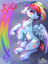 Size: 600x800 | Tagged: safe, artist:laurabaggins, rainbow dash, pegasus, pony, g4, blood, candy gore, female, fight, frog (hoof), gore, mare, rainbow blood, solo, underhoof