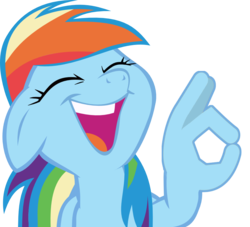 Size: 971x880 | Tagged: safe, derpibooru exclusive, edit, editor:shadowthecat35, rainbow dash, friendship is magic, g4, cursed image, emoji, female, laughing, meme, simple background, solo, suddenly hands, transparent background, wing hands, wings, 👌, 😂