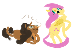 Size: 600x410 | Tagged: safe, artist:cutebrows, fluttershy, oc, oc:cats milly, g4, cats millionaire, cigarette, smoking, stylized