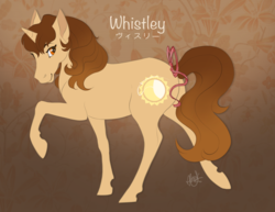 Size: 899x695 | Tagged: safe, artist:alicelgagne, oc, oc only, oc:whistley, pony, unicorn, bow, cutie mark, female, looking at you, mare, smiling, solo, tail bow