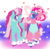 Size: 828x812 | Tagged: safe, artist:goatpaste, minty, pinkie pie, earth pony, pony, g3, g4, clothes, female, heart eyes, lesbian, mare, open mouth, ship:pinkieminty, shipping, simple background, smiling, transparent background, wingding eyes