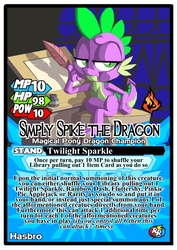 Size: 496x701 | Tagged: safe, artist:terry, spike, dragon, g4, card game, quill